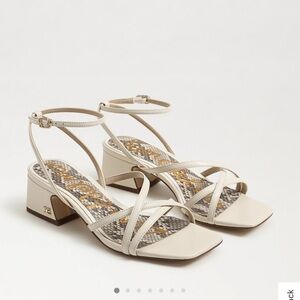 Sam Edelman Cream Strappy Block Heel Sandals